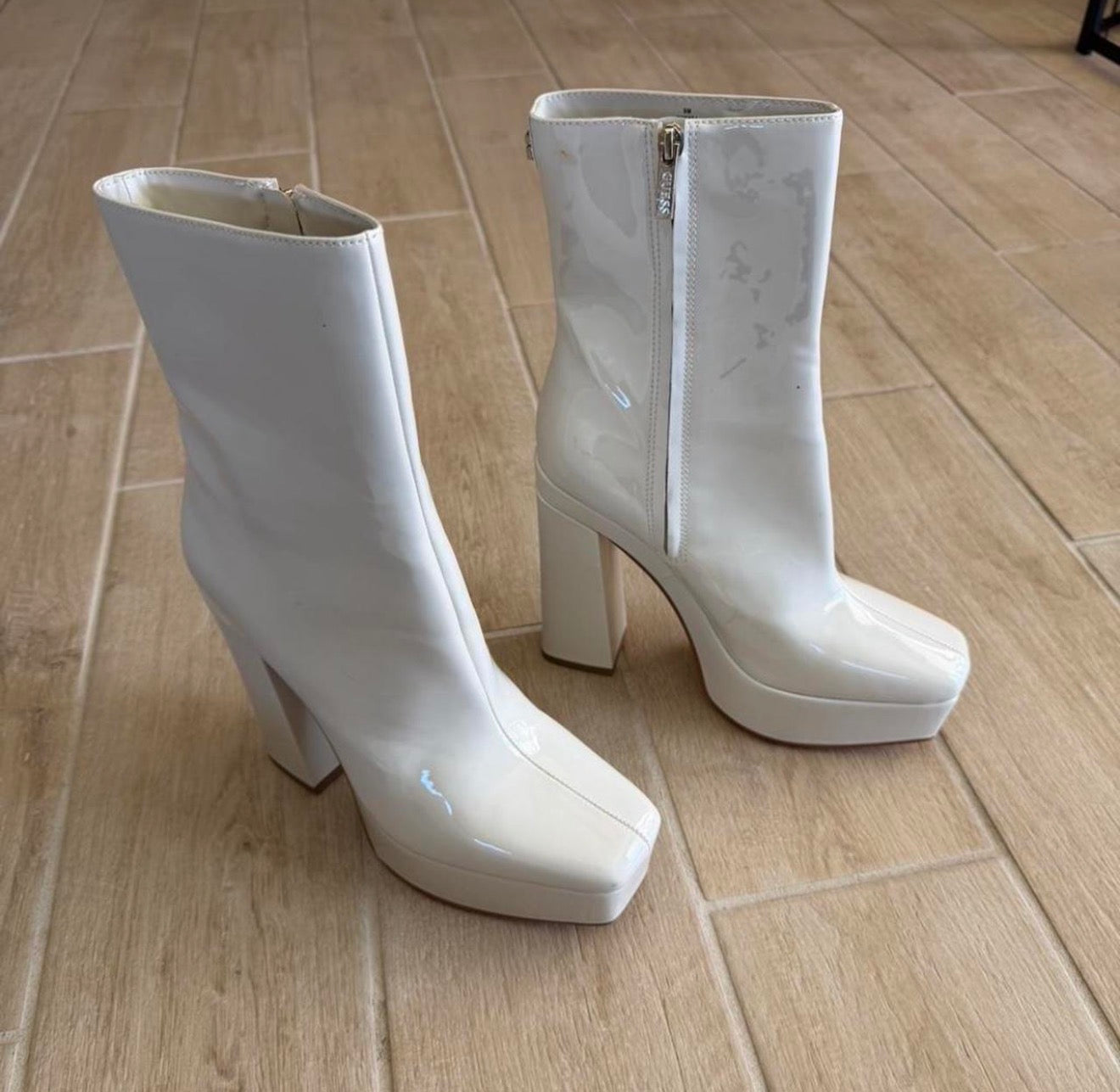 White guess platform boots