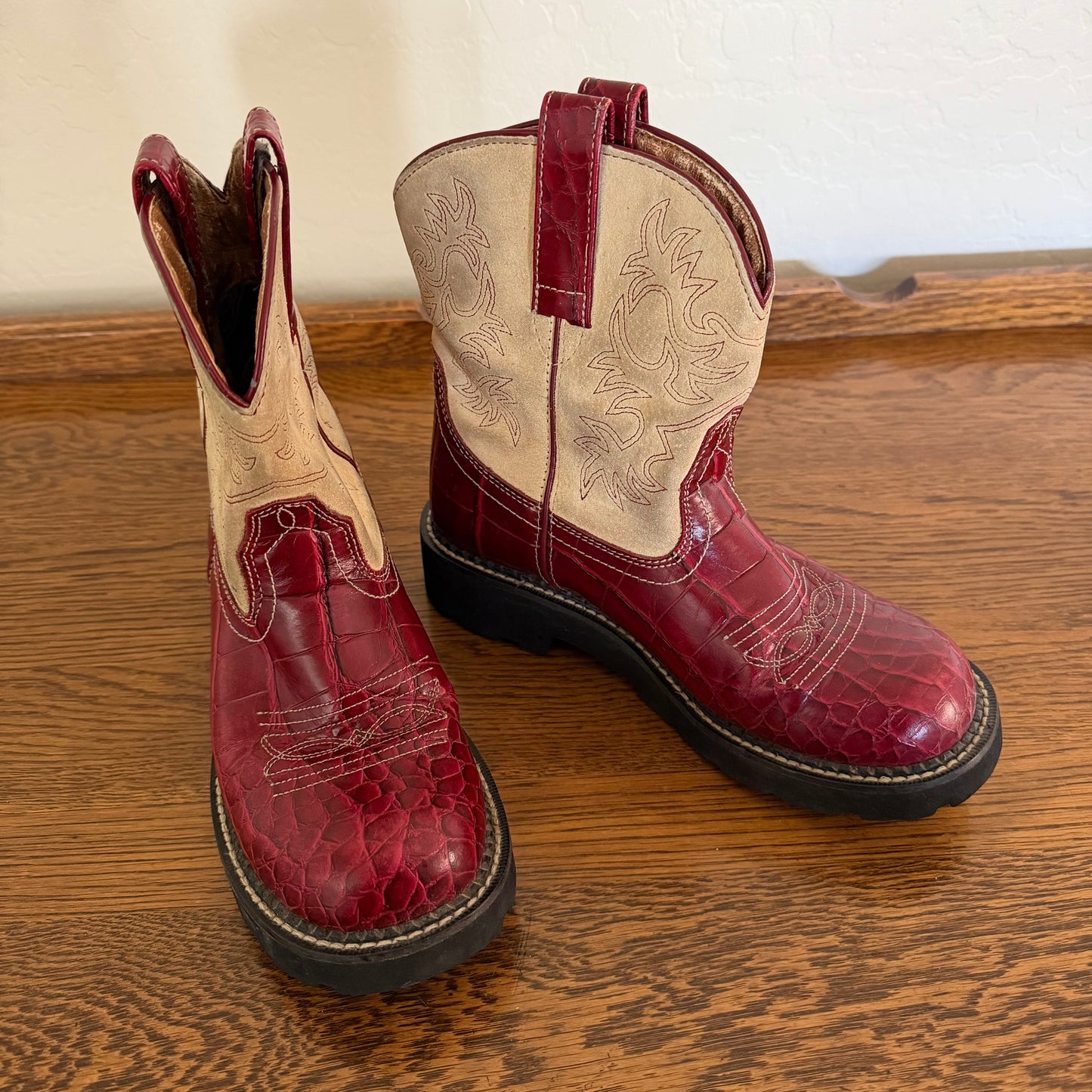 Red Croc-Embossed Western Boots by ariat