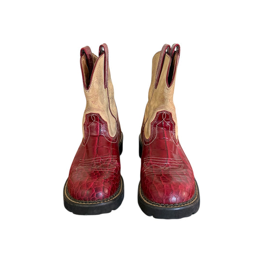 Red Croc-Embossed Western Boots by ariat