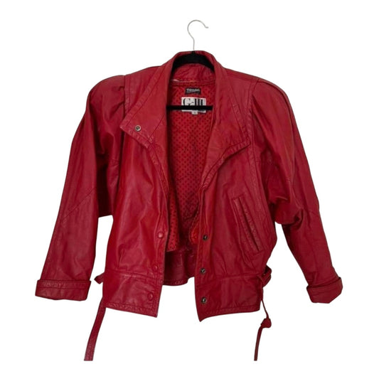 Vintage G-lll Red Leather Cropped Jacket