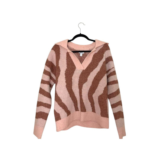 Soft blush pink and camel brown zebra print oversized sweater&nbsp;